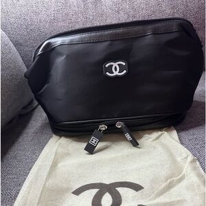 Chanel cosmectivity beauty bag with bottom zipper compartment